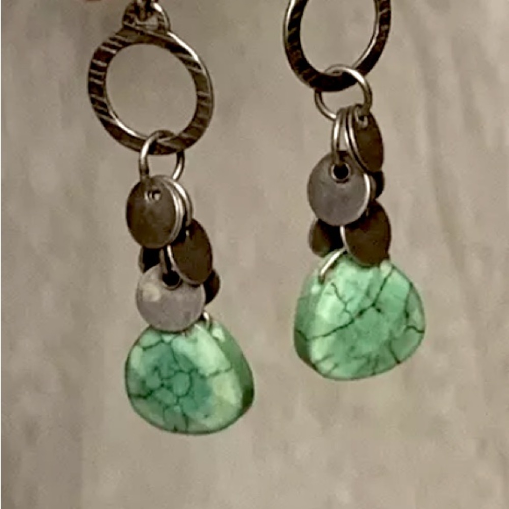 Silpada RARE Vintage Sterling Silver Howlite Fresh Glow Dangle Earrings